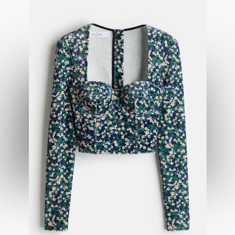 H&M Rokh Velour bustier corset zip up top size medium